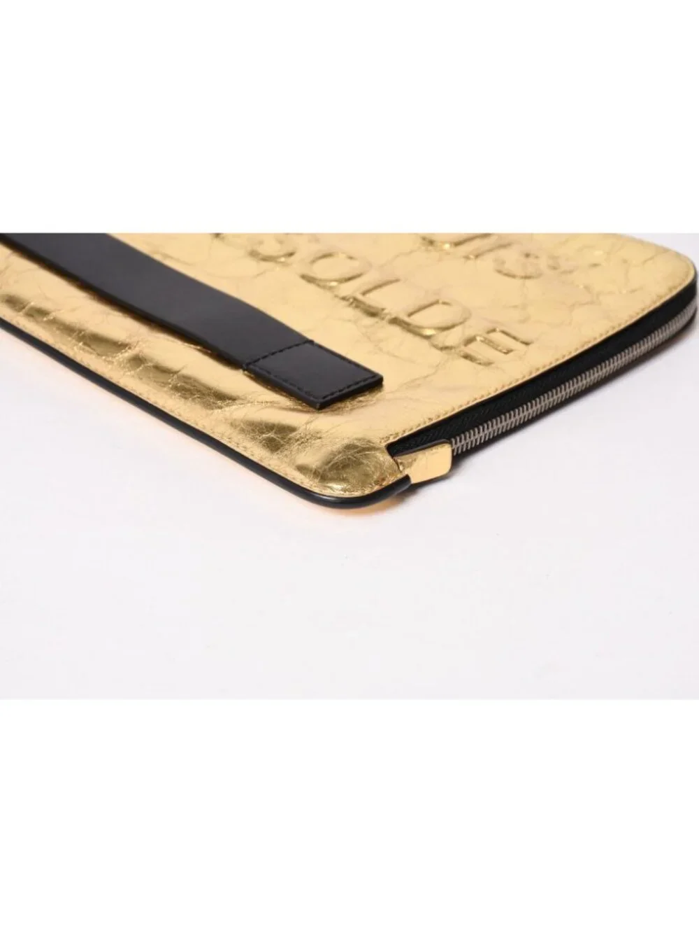 Chanel Votez Coco Clutch CC Logo Crinkle Leather Metallic Gold